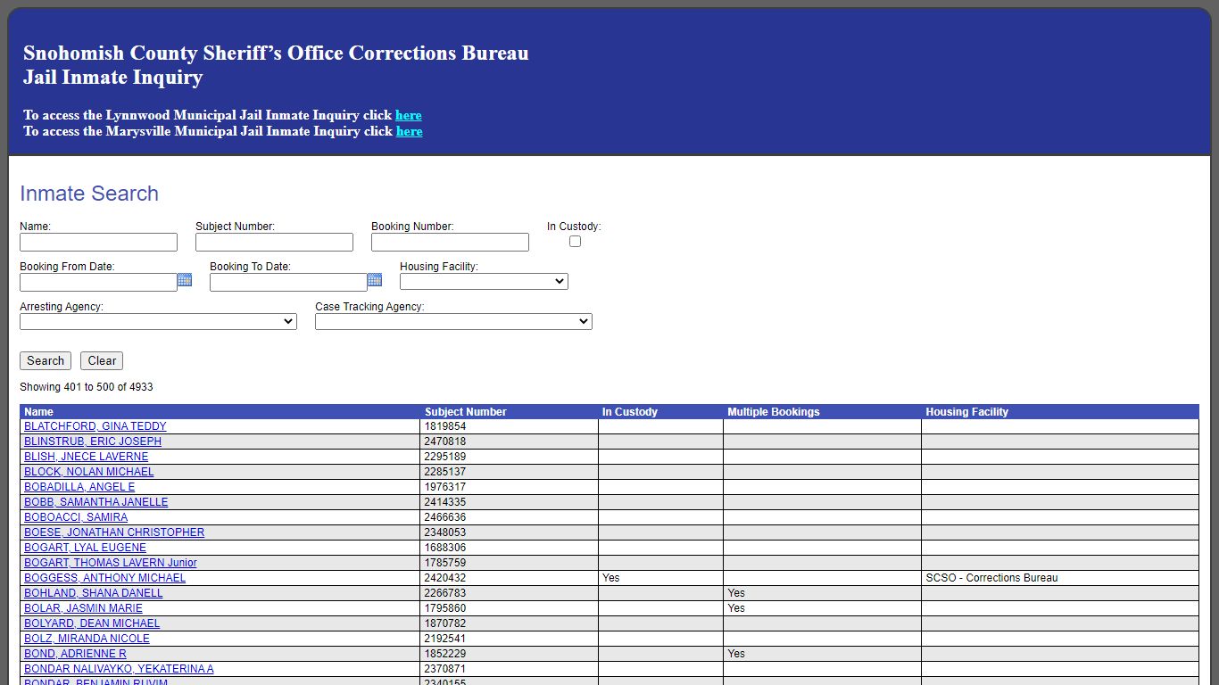 Inmate Search - Snohomish County, Washington - Jail Register
