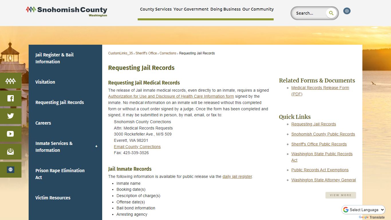 Requesting Jail Records - Snohomish County, WA - Official Website