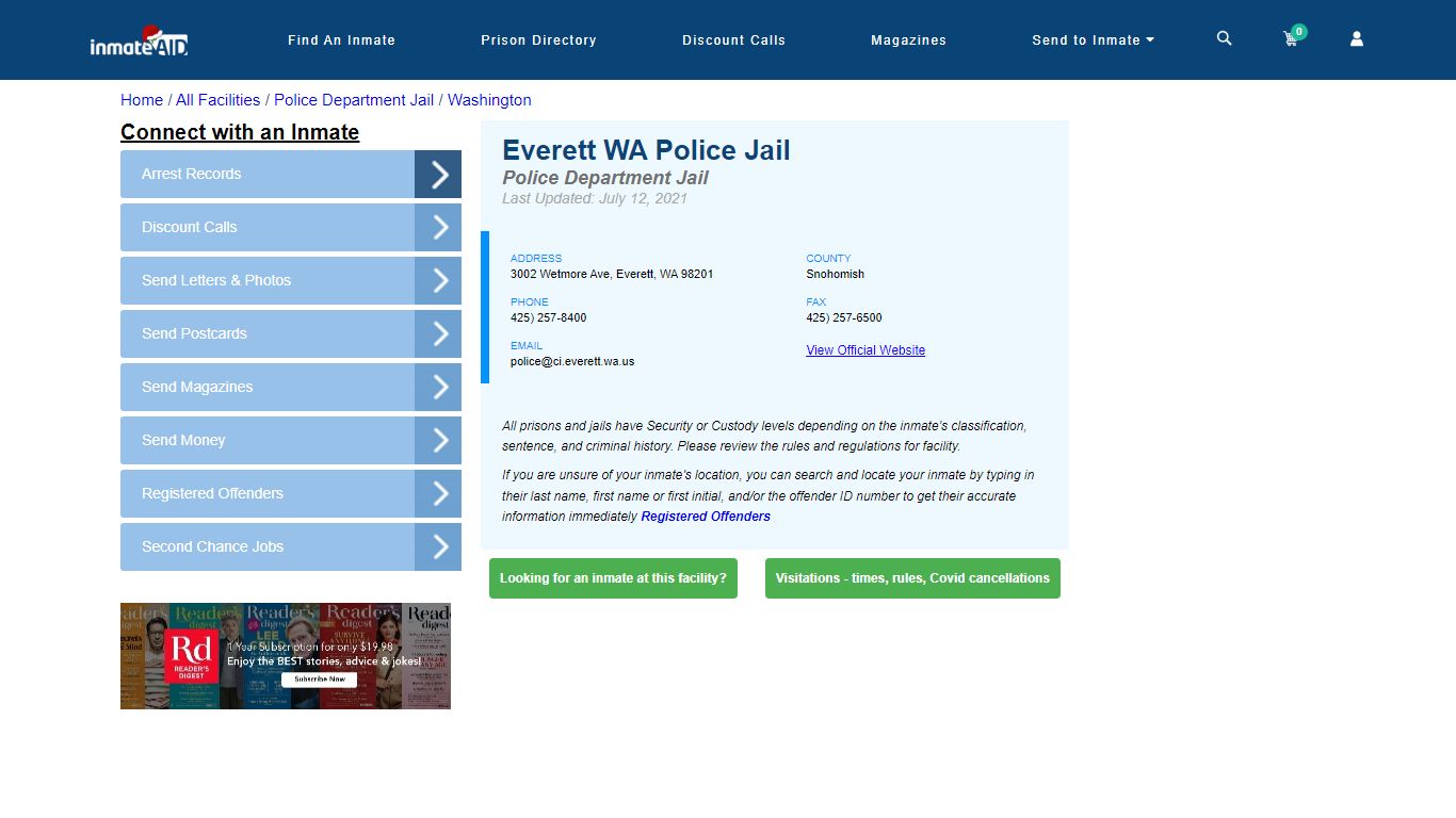 Everett WA Police Jail & Inmate Search - Everett, WA